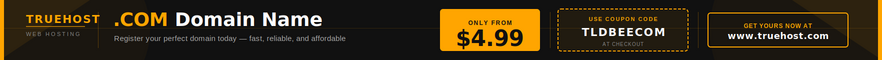 Truehost โ .com domains from $4.99, hosting included
