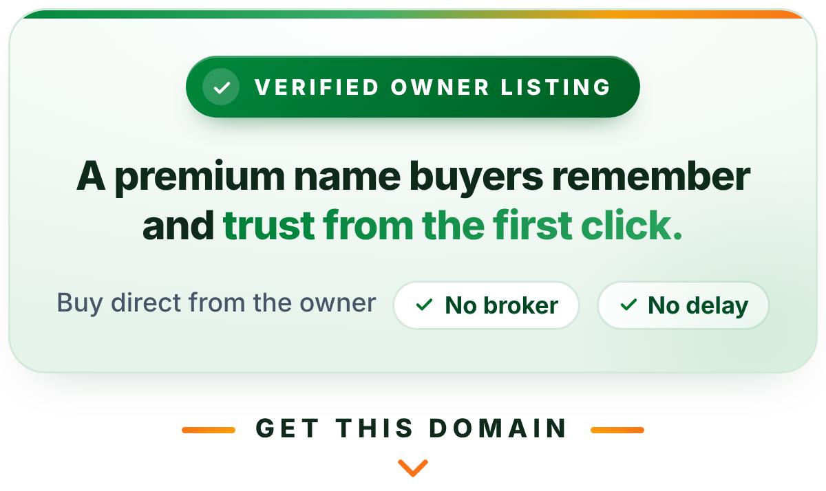 Verified owner listing. A premium name buyers remember and trust from the first click. Buy direct from the owner, no broker, no delay. Get this domain.